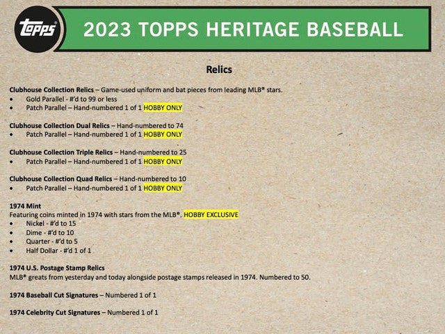 2023 Topps Heritage Baseball Hobby Box