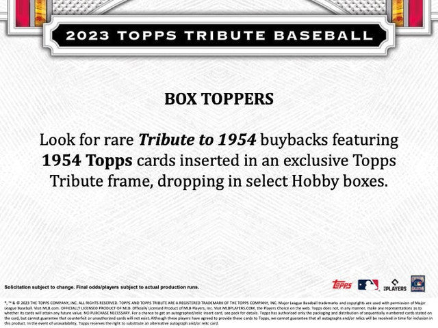 2023 Topps Tribute Baseball Hobby Box