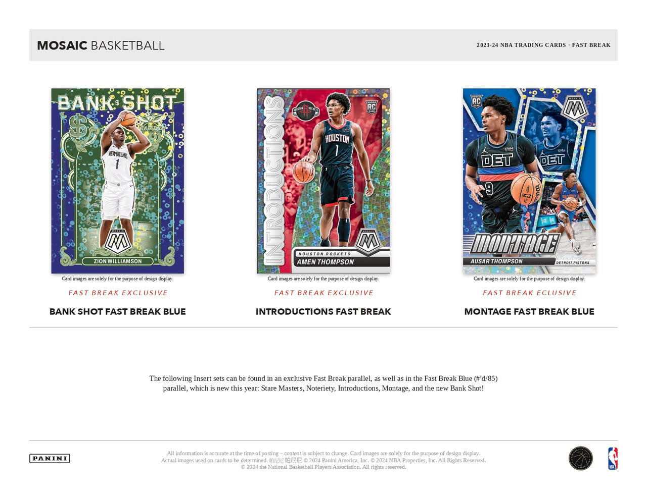 2023/24 Panini Mosaic Basketball Fast Break Box
