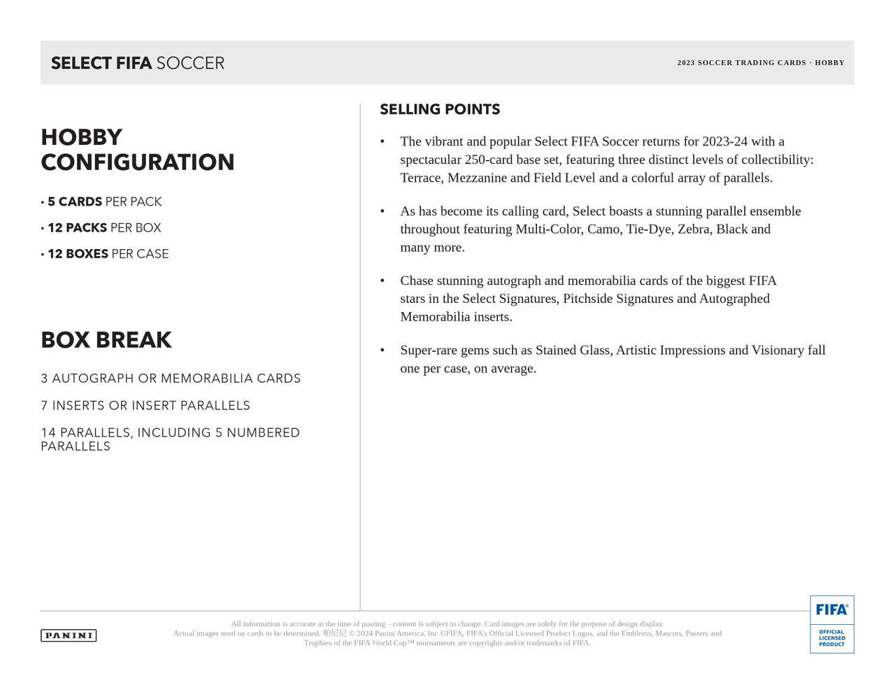 2023/24 Panini Select FIFA Soccer Hobby Box