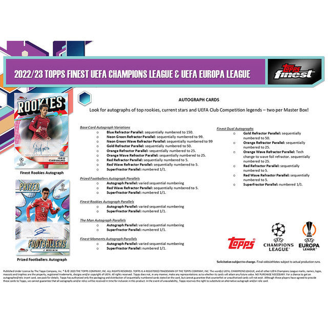 2022/23 Topps Finest UEFA Club Competitions Soccer Hobby Box