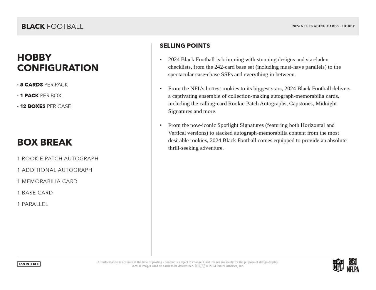2024 Panini Black Football Hobby Box