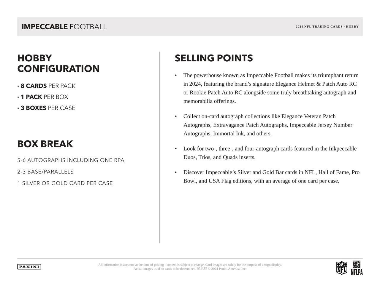 2024 Panini Impeccable Football Hobby Box