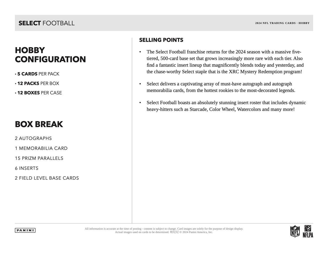 2024 Panini Select Football Hobby Box