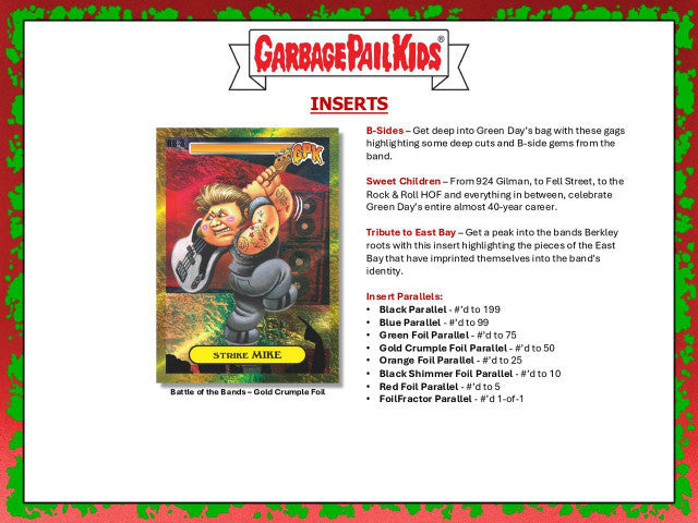 2024 Topps Garbage Pail Kids Battle Of The Bands: Green Day Hobby Box