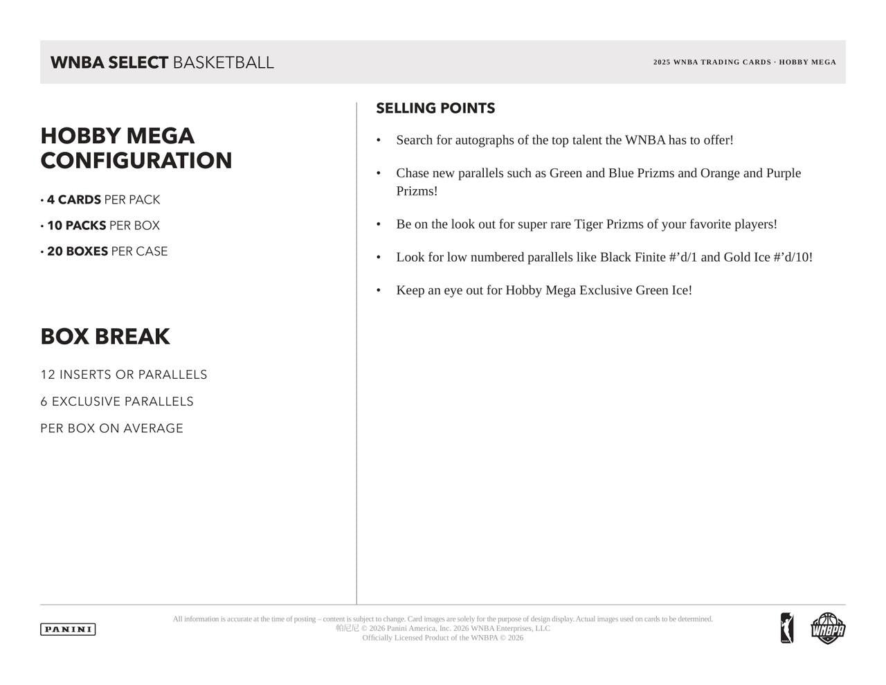 2025 Panini Select WNBA Basketball Hobby Mega Box (Green Ice)