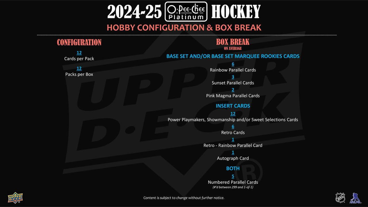 2024/25 Upper Deck O-Pee-Chee Platinum Hockey Hobby Case (8)