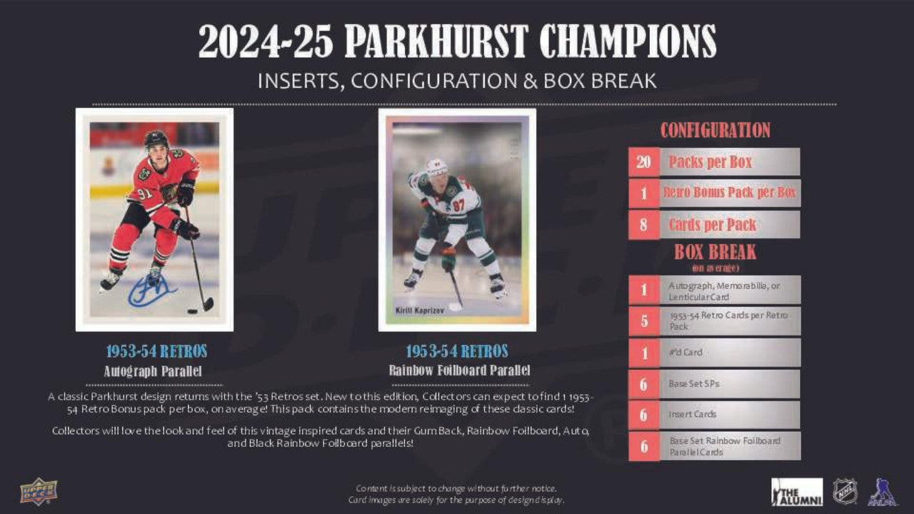 2024/25 Upper Deck Parkhurst Champions Hockey Hobby Box