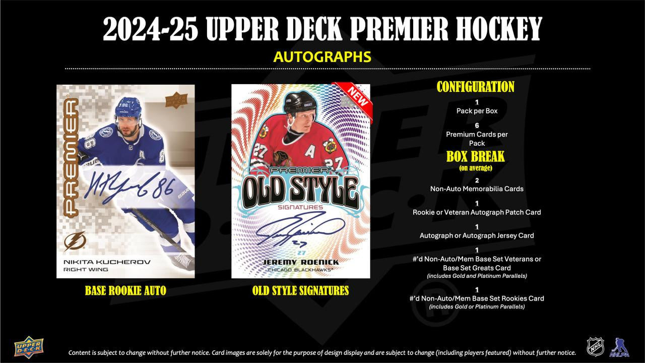 2024/25 Upper Deck Premier Hockey Hobby Box