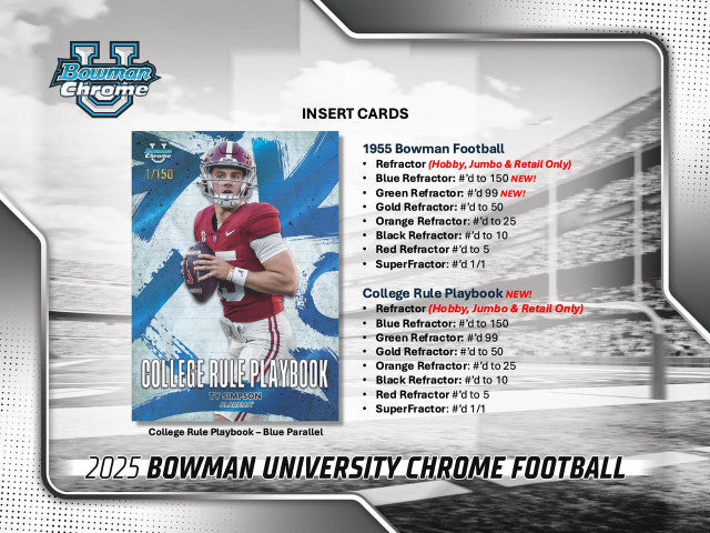 2025 Bowman University Chrome Football Blaster Box