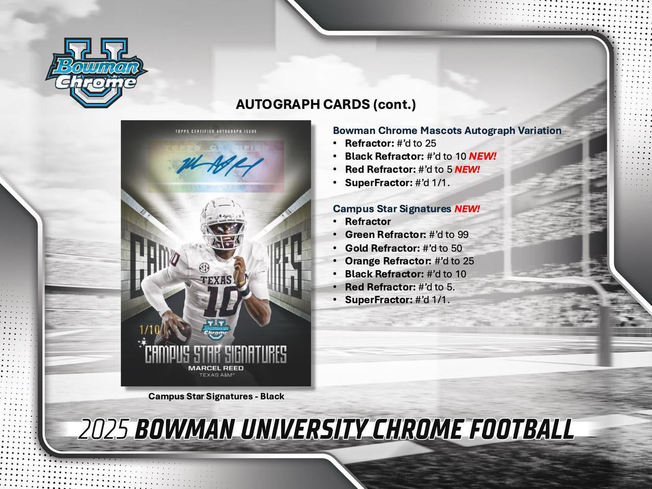 2025 Bowman University Chrome Football Jumbo Hobby Box