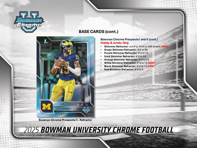 2025 Bowman University Chrome Football Jumbo Hobby Box