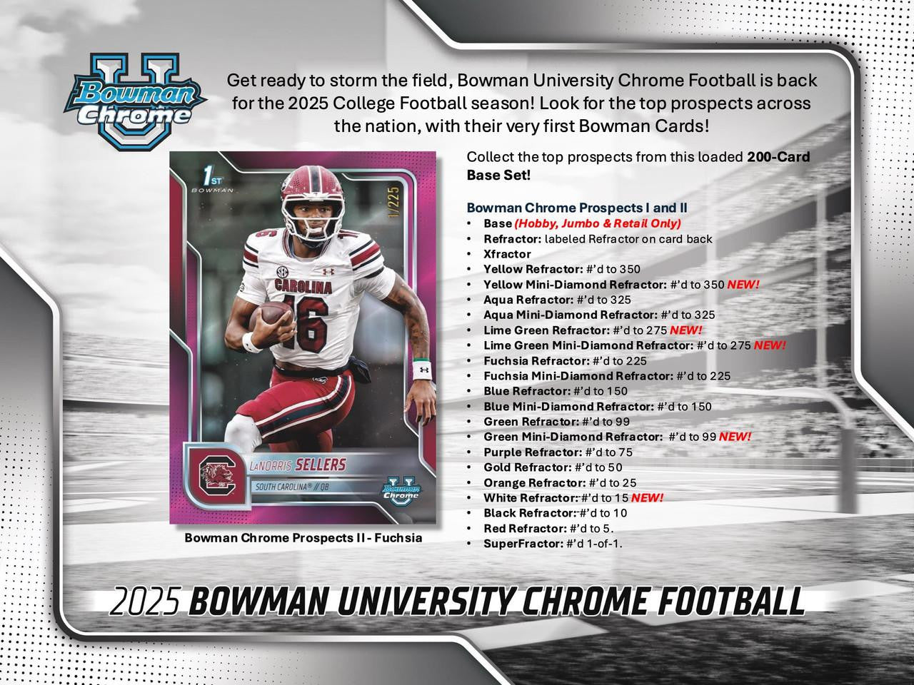 2025 Bowman University Chrome Football Jumbo Hobby Box