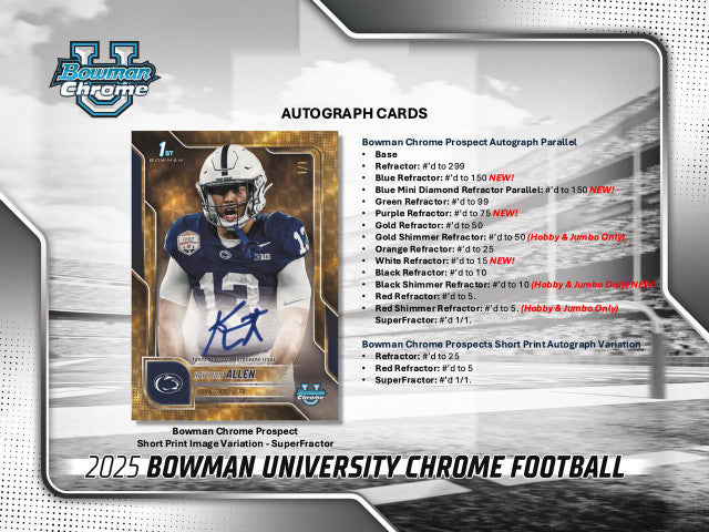 2025 Bowman University Chrome Football Jumbo Hobby Box
