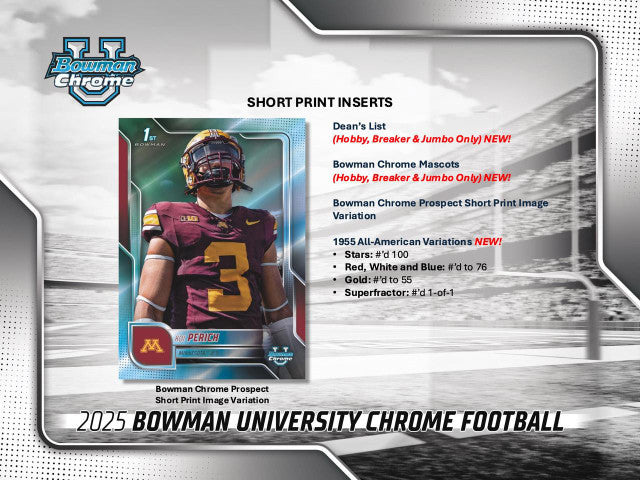 2025 Bowman University Chrome Football Jumbo Hobby Box