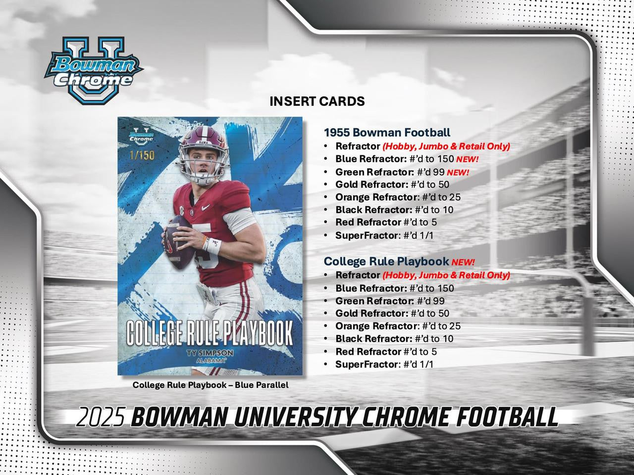 2025 Bowman University Chrome Football Jumbo Hobby Box