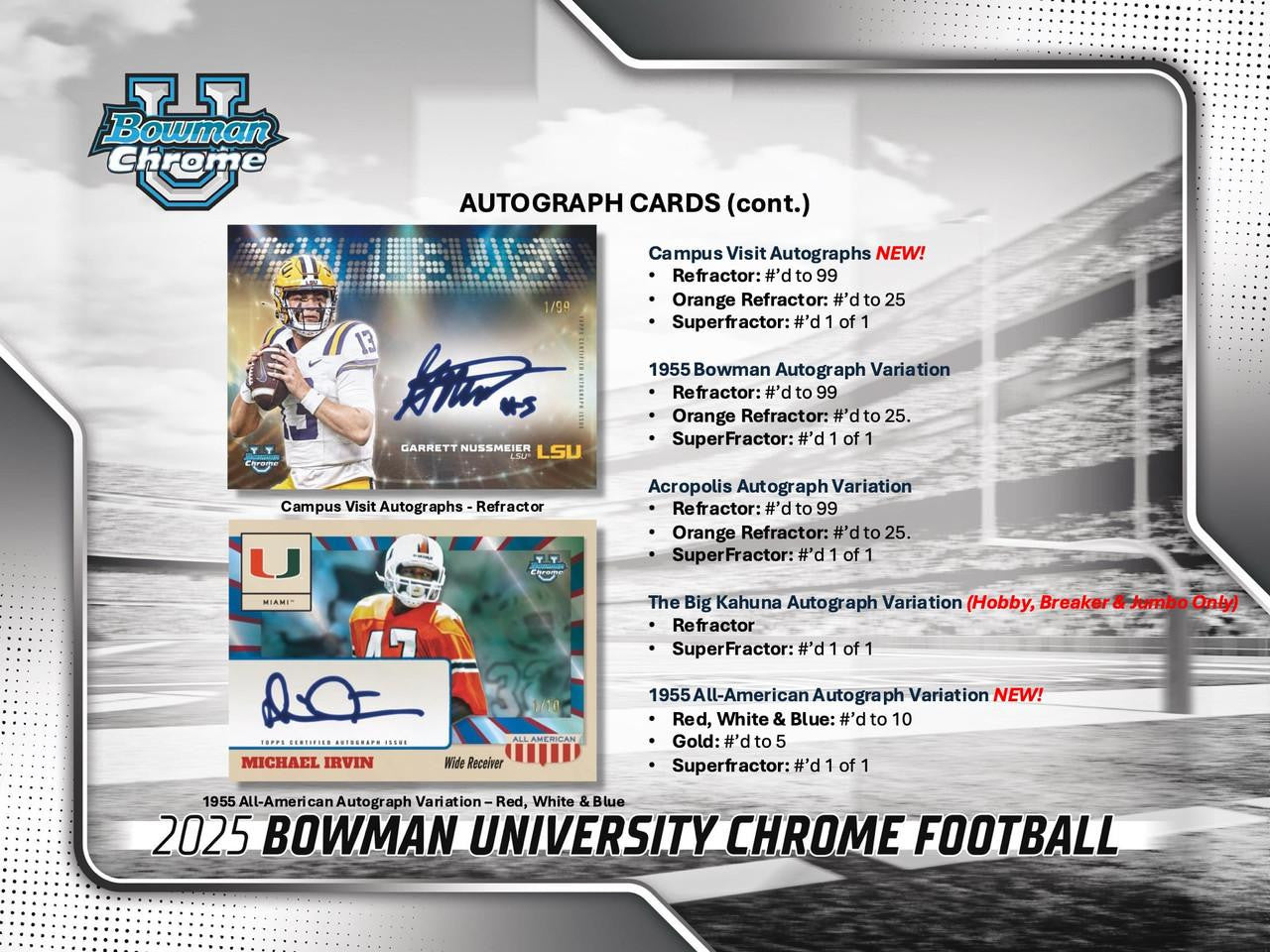 2025 Bowman University Chrome Football Jumbo Hobby Box