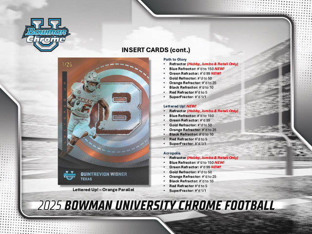 2025 Bowman University Chrome Football Jumbo Hobby Box