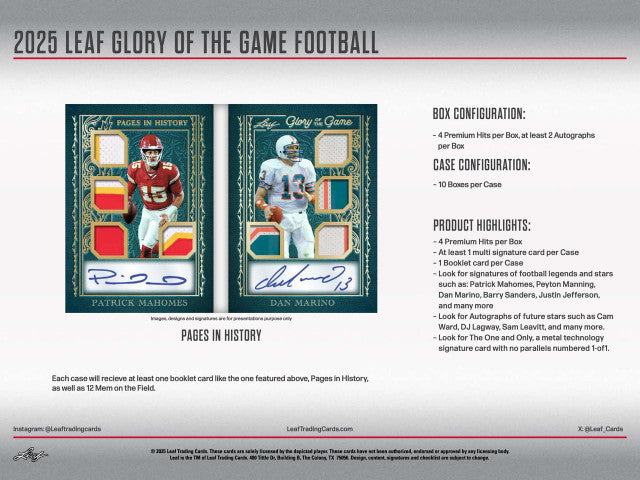 2025 Leaf Glory of the Game Football Hobby Box