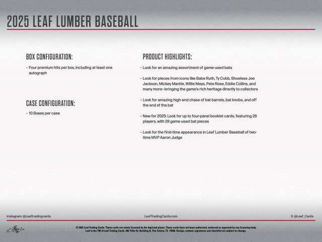 2025 Leaf Lumber Baseball Hobby Box