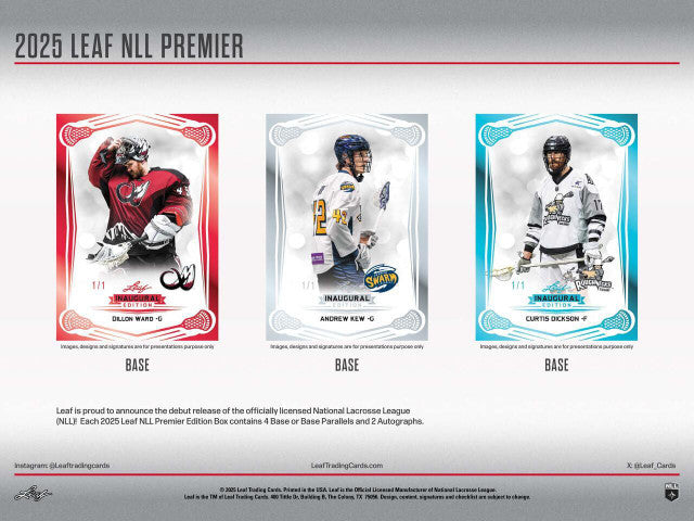 2025 Leaf NLL National Lacrosse League Inaugural Edition Hobby Box