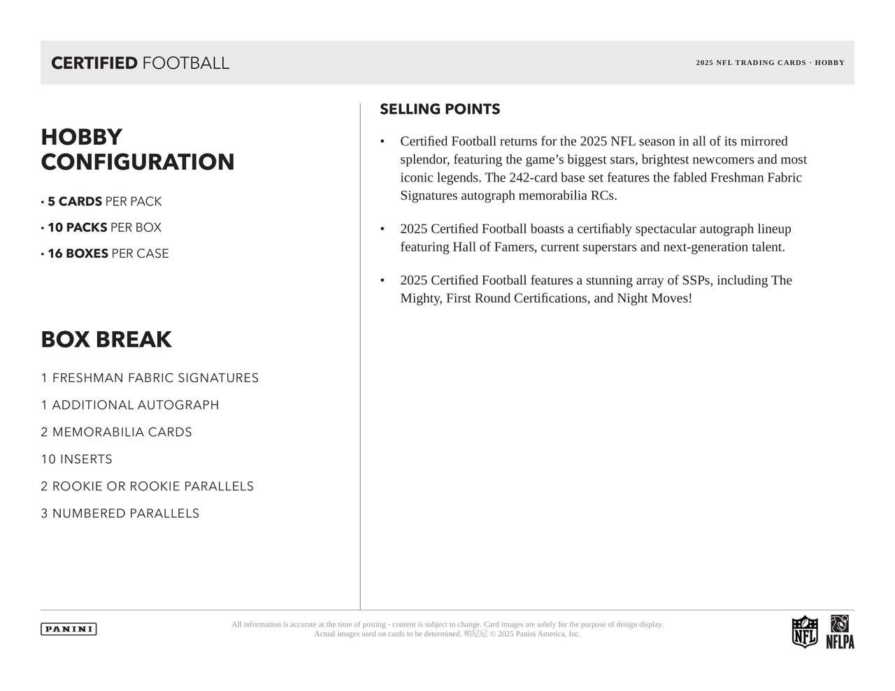 2025 Panini Certified Football Hobby Box