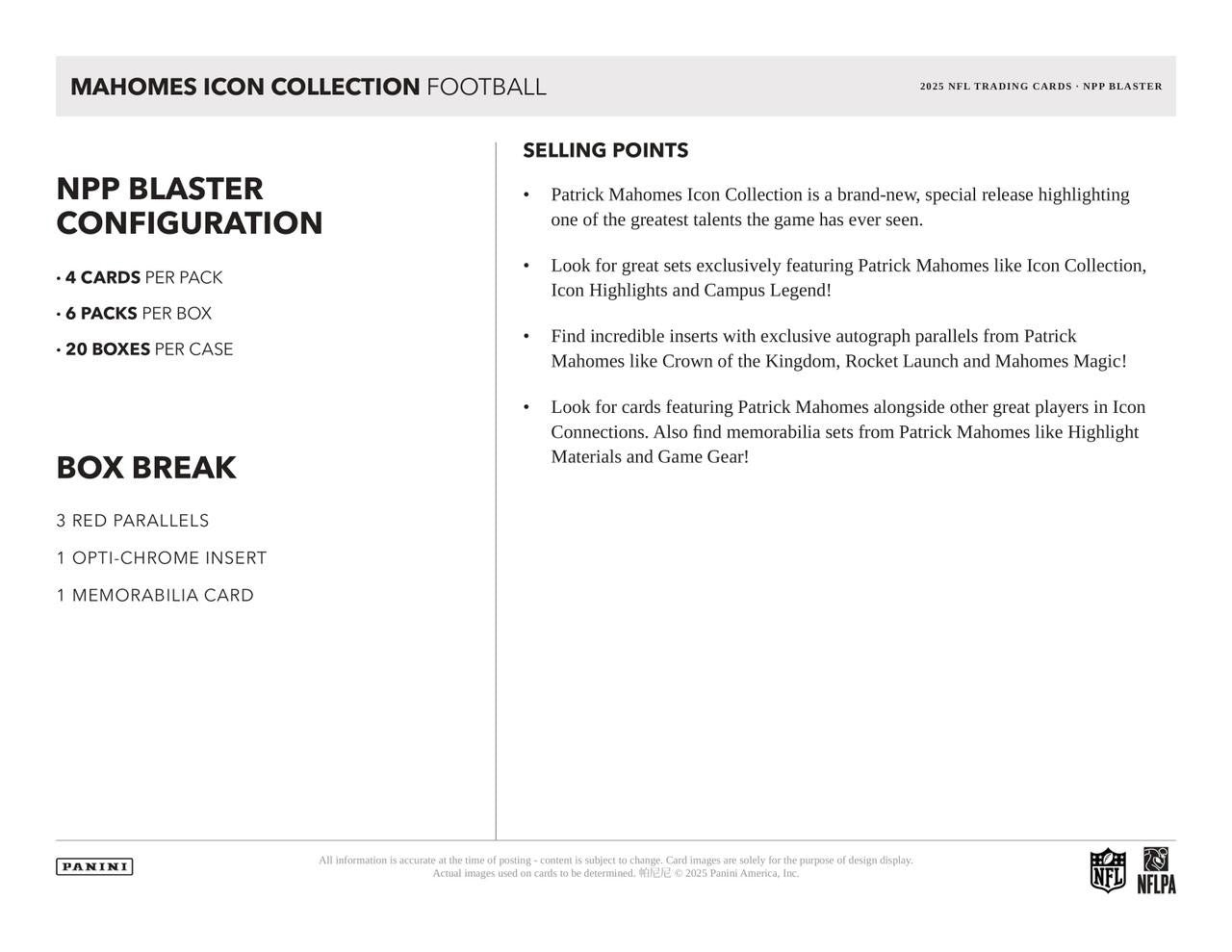 2025 Panini Patrick Mahomes Icon Collection Football Blaster Box