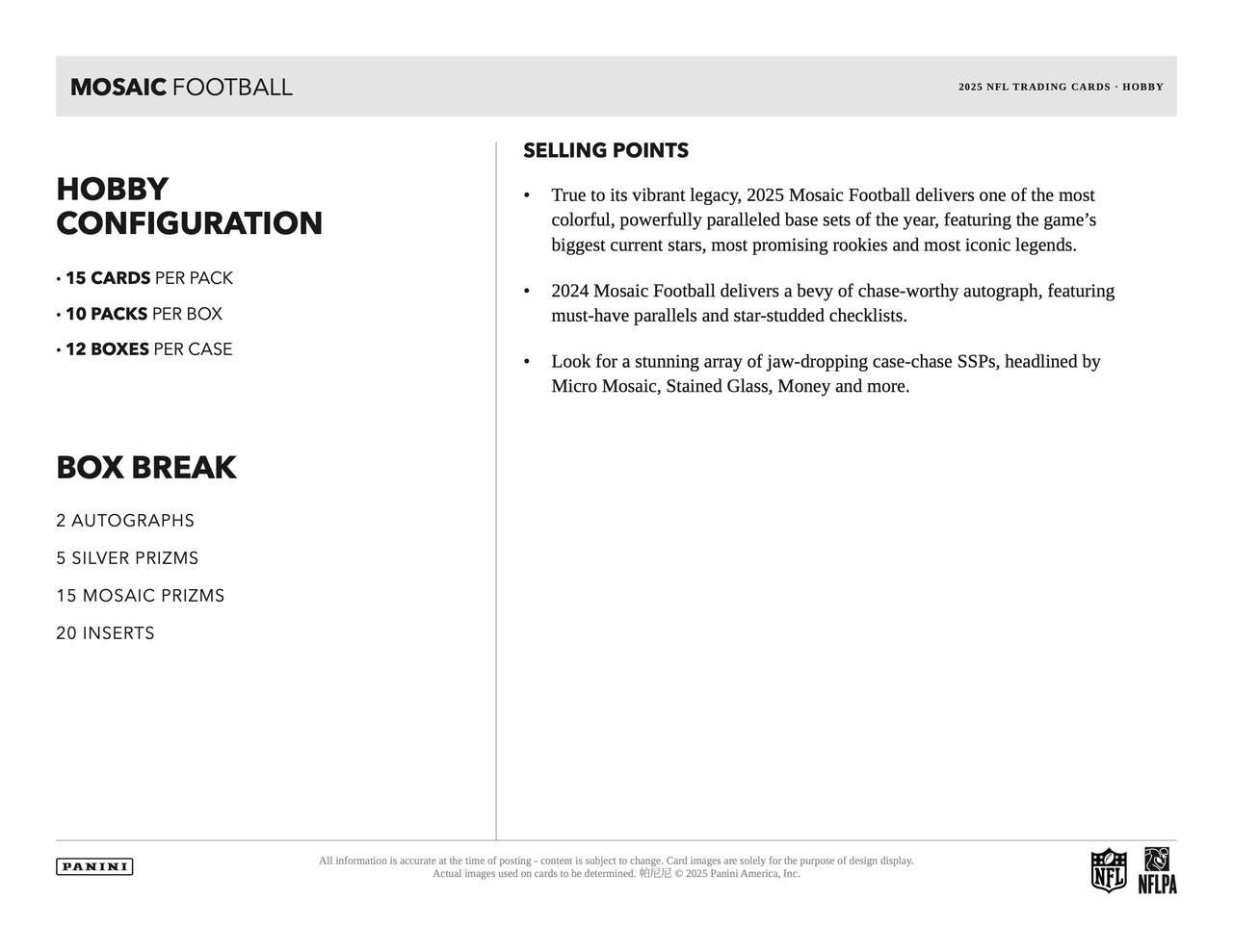 2025 Panini Mosaic Football Hobby Box