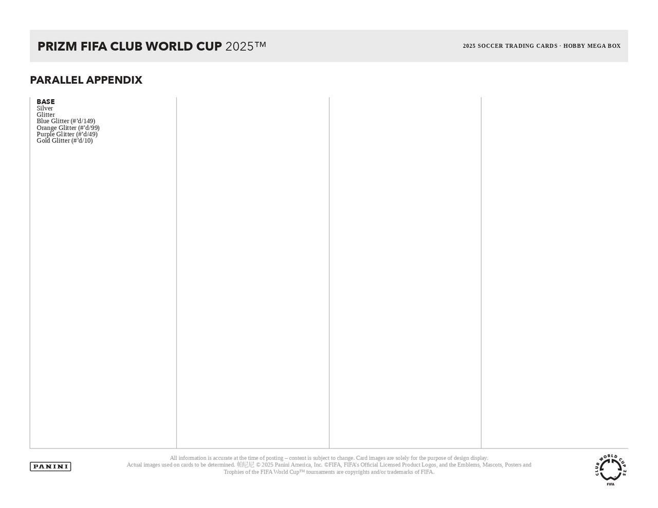 2025 Panini Prizm FIFA Club World Cup Soccer Hobby Mega Box