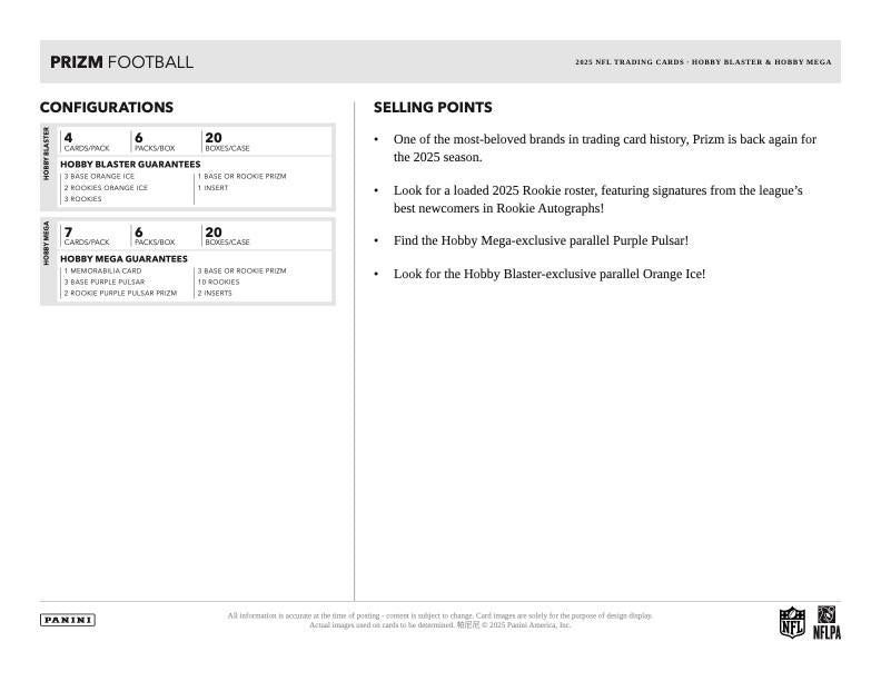 2025 Panini Prizm Football Hobby Mega Box
