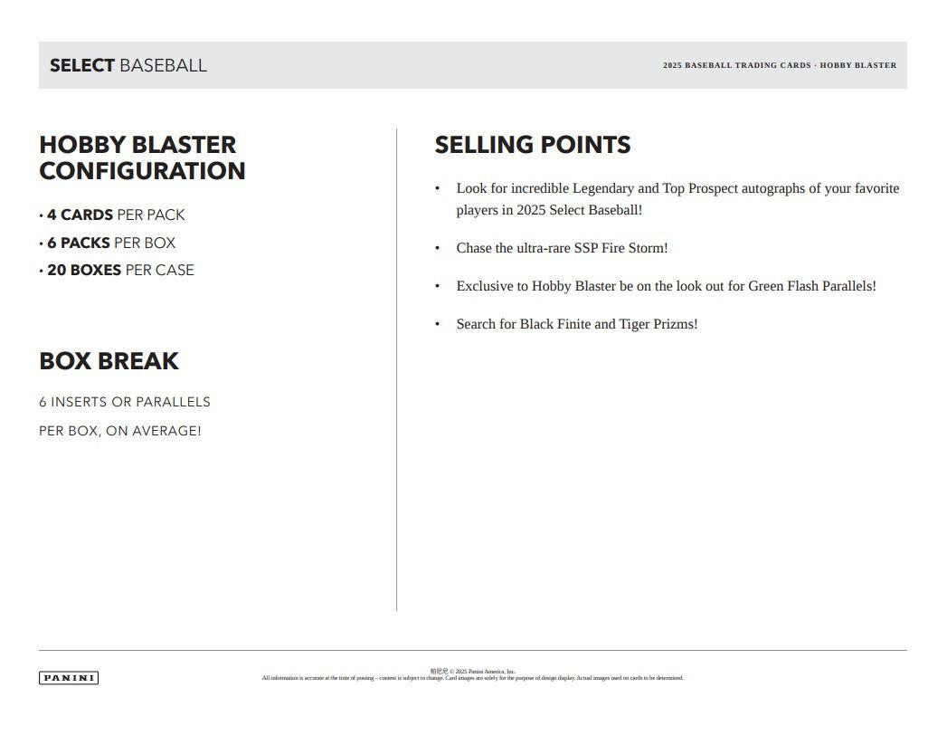 2025 Panini Select Baseball Hobby Blaster Box (Green Flash)