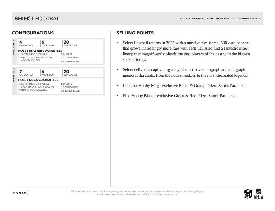 2025 Panini Select Football Hobby Mega Box (Black & Orange)