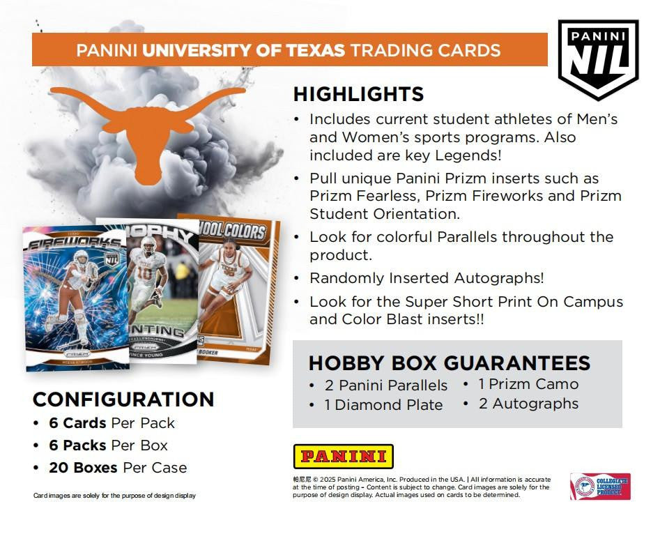 2025 Panini NIL University of Texas Hobby Box