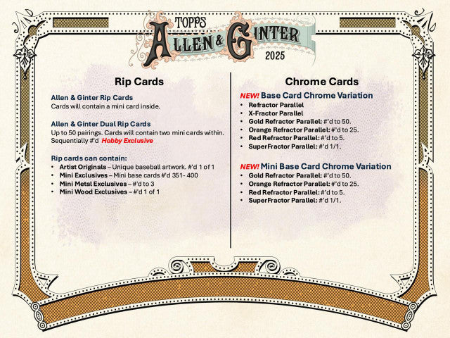 2025 Topps Allen & Ginter Baseball Hobby Box