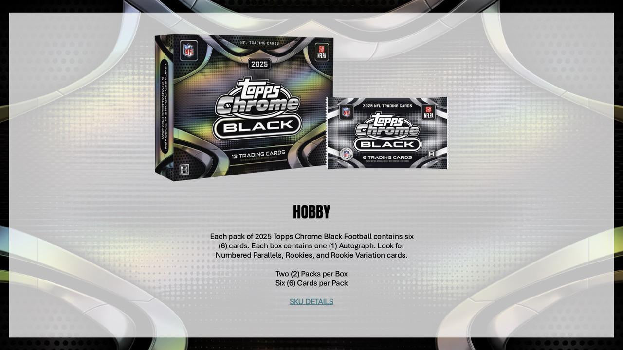 2025 Topps Chrome Black Football Hobby Box (PRESELL)