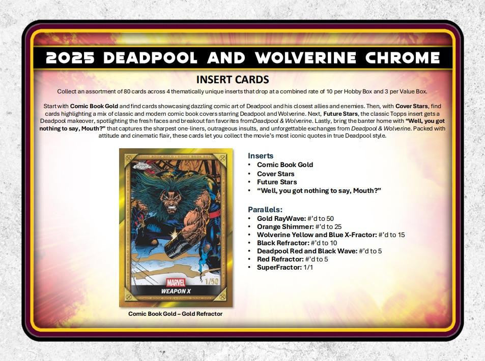 2025 Topps Chrome Marvel Deadpool Hobby Box