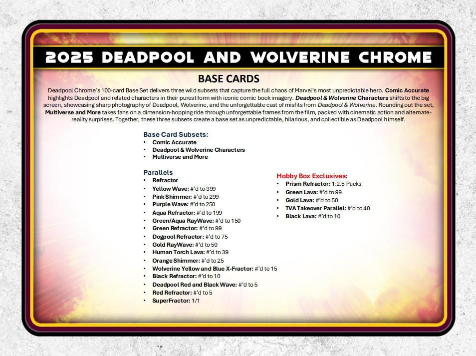 2025 Topps Chrome Marvel Deadpool Hobby Box