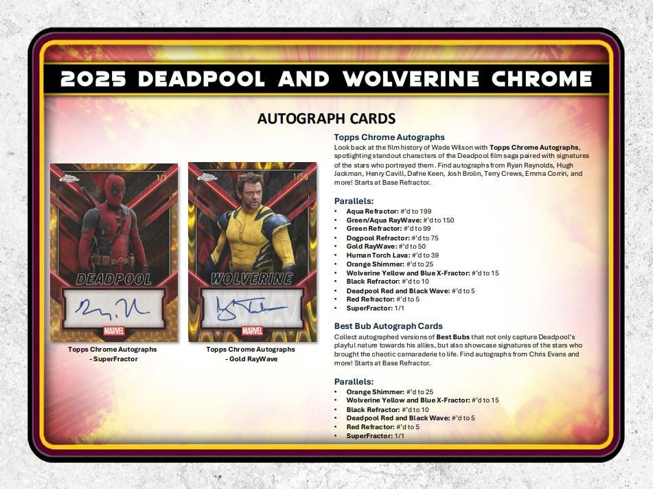 2025 Topps Chrome Marvel Deadpool Hobby Box