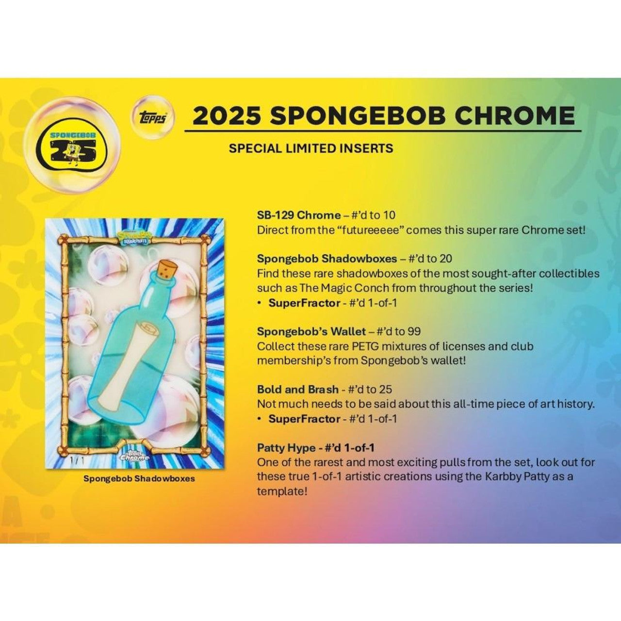 2025 Topps Chrome Spongebob Squarepants 25th Anniversary Hobby Box