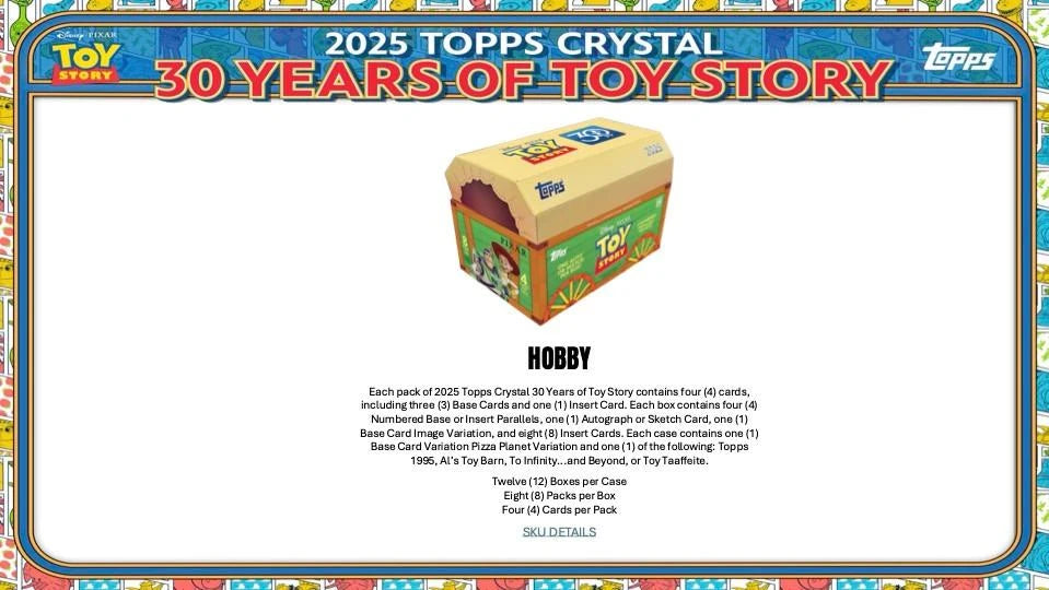 2025 Topps Crystal 30 Years of Toy Story Hobby Box