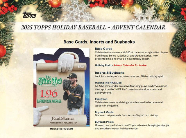 2025 Topps Holiday Baseball Advent Calendar Box