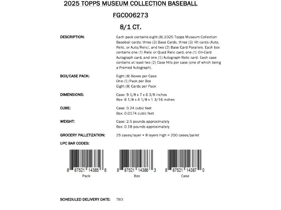 2025 Topps Museum Collection Baseball Hobby Box