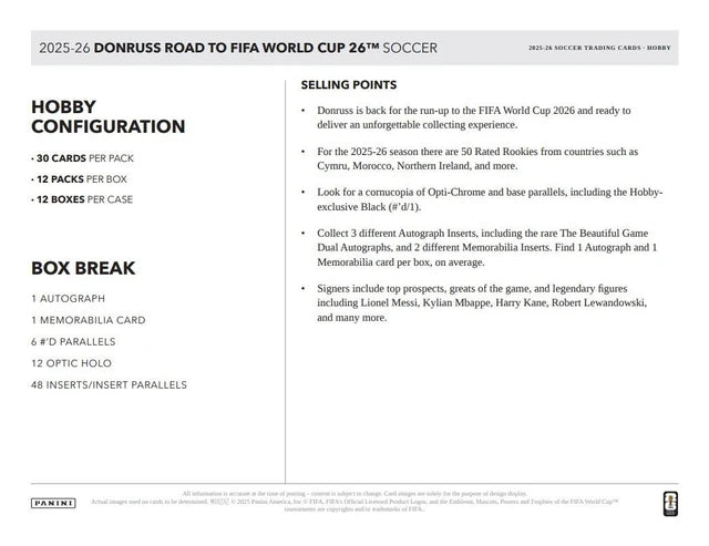 2025/26 Panini Donruss Road To FIFA World Cup Soccer Hobby Box
