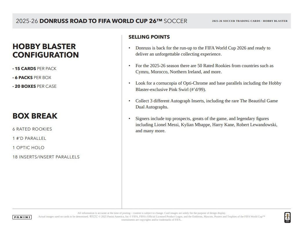 2025-26 Panini Donruss Road to FIFA World Cup Soccer Hobby Blaster Box CASE (20)