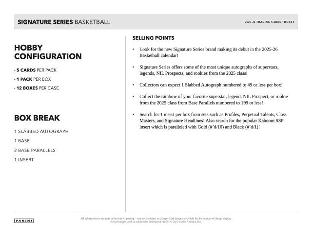 2025-26 Panini Signature Series Basketball Hobby Box