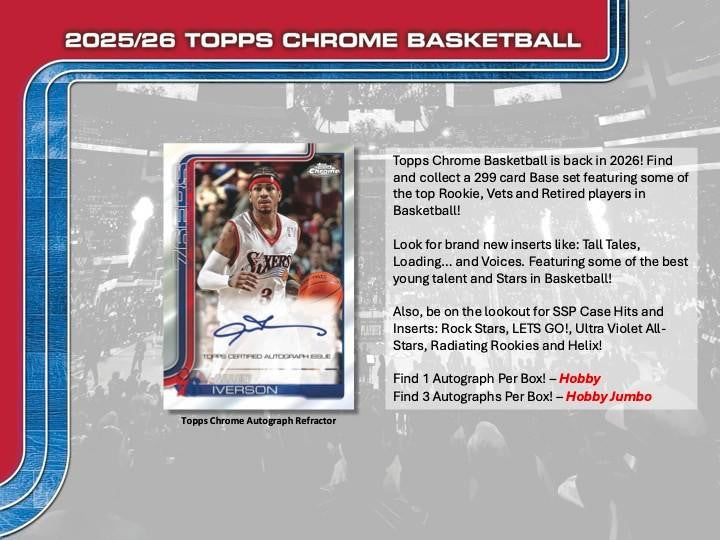 2025/26 Topps Chrome Basketball Jumbo Hobby Box