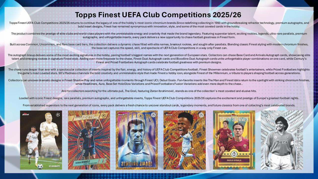 2025-26 Topps Finest UEFA Club Competitions Soccer Hobby Box