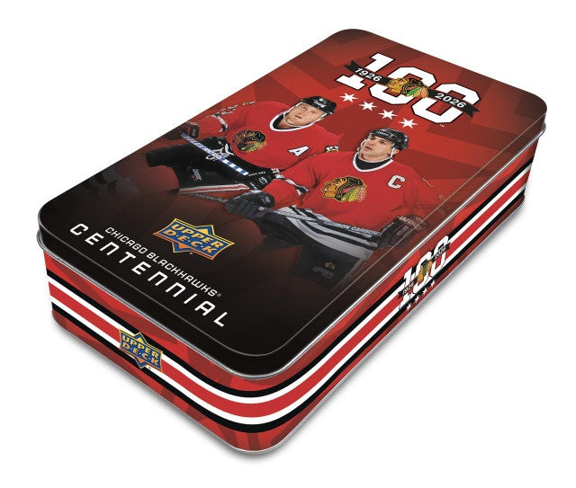 2025-26 Upper Deck Chicago Blackhawks Centennial Hockey Hobby Box Tin