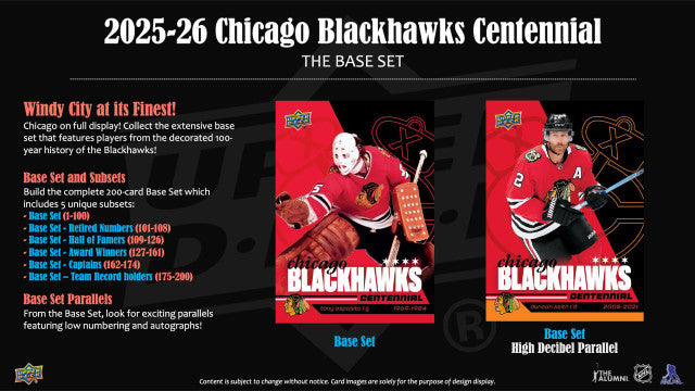 2025-26 Upper Deck Chicago Blackhawks Centennial Hockey Hobby Box Tin