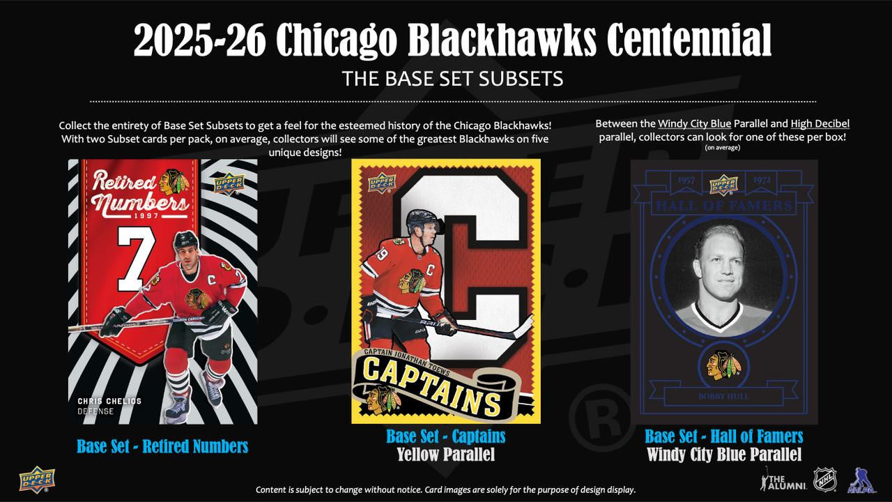 2025-26 Upper Deck Chicago Blackhawks Centennial Hockey Hobby Box Tin